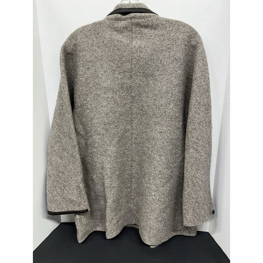 Beyond Threads Women's Alpaca Blend Jacket M Grey Zip Leather Trim Boho Coat - Picture 6 of 10
